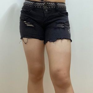 Vintage black distressed jean shorts